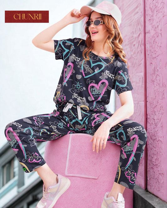 Black Neon Hearts Co-ord Set