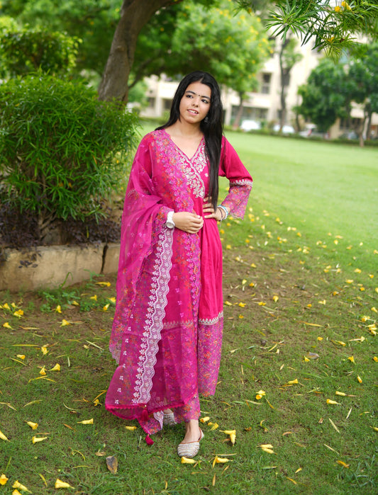 Ruby Radiance Embroidered Suit Set