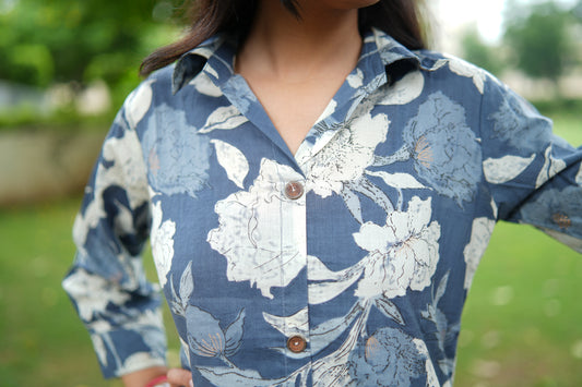 Elegant Blue and White Premium Cotton Co-ord Set