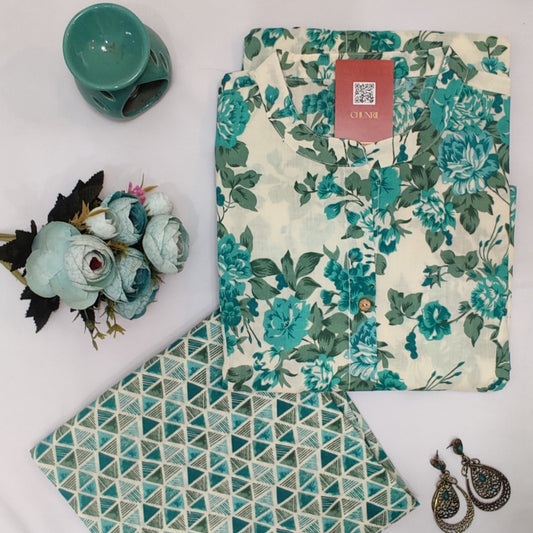 Turquoise Bloom Suit Set