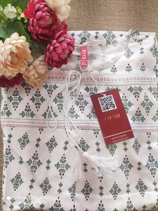 Chic White Printed Short Kurti