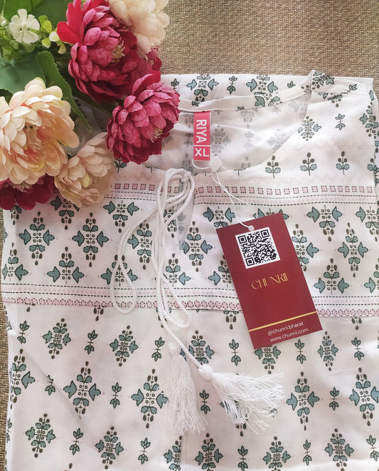 Chic White Printed Short Kurti