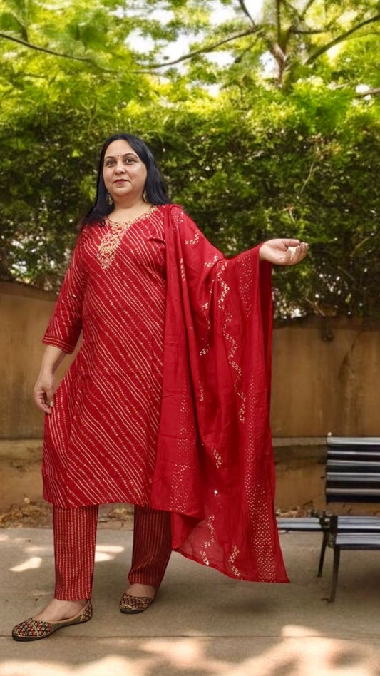 Bandej modal chanderi straight kurti set