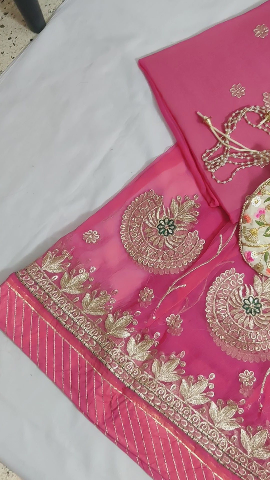Pink embroidered Poshak